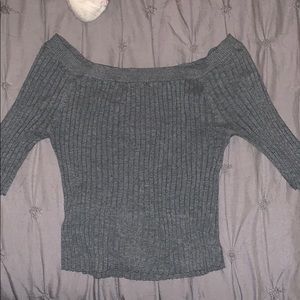 Kendall and Kylie Off the Shoulder Gray Top